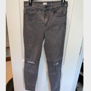 Gray high-rise ripped jeans